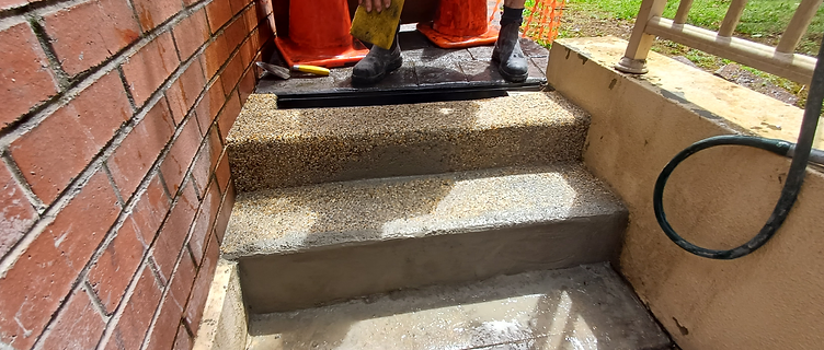 Pebblecrete step after crack repair