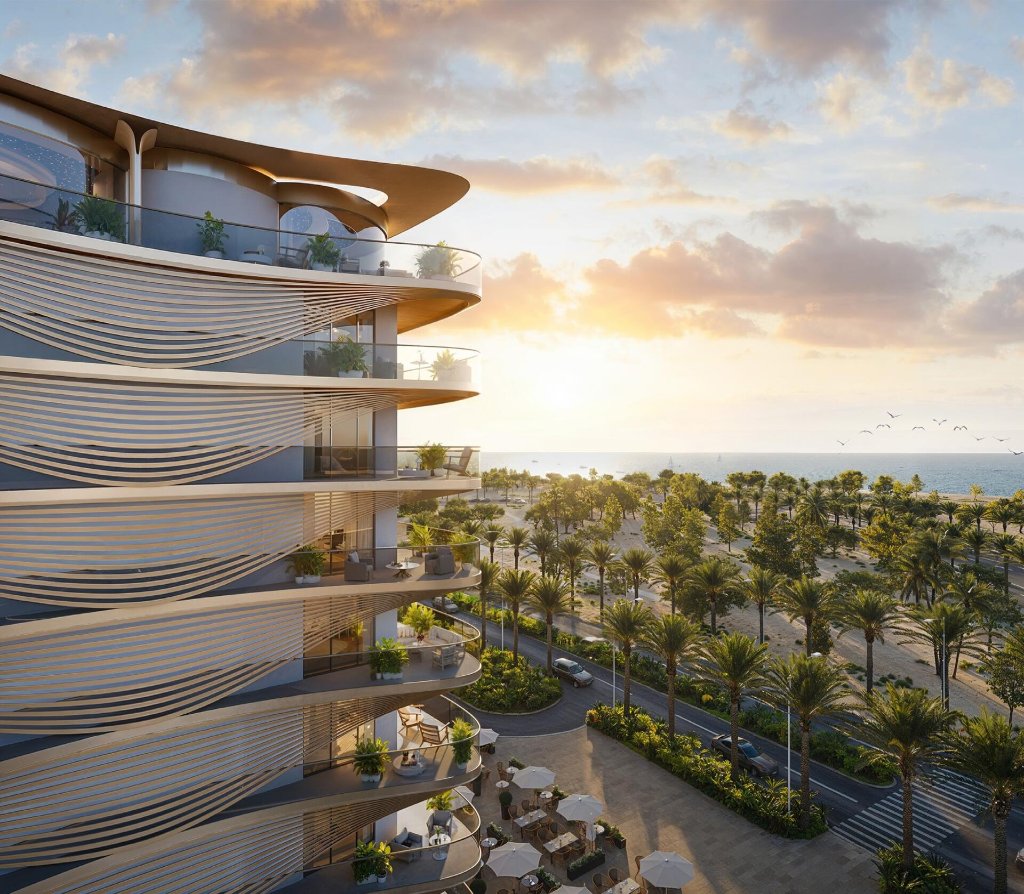 Jacob & Co. Residences sculptural balconies overlooking the Arabian Gulf coastline