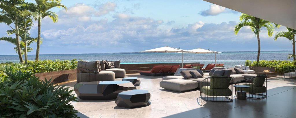 Infinity pool terrace facing the sea at Tonino Lamborghini Residences