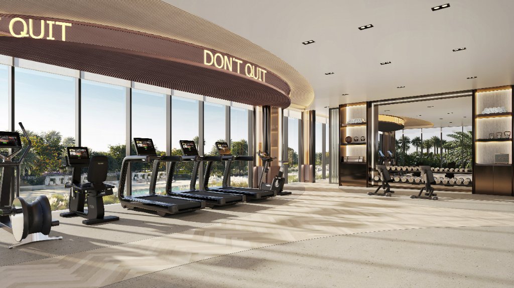 Fitness studio facing the lagoon
