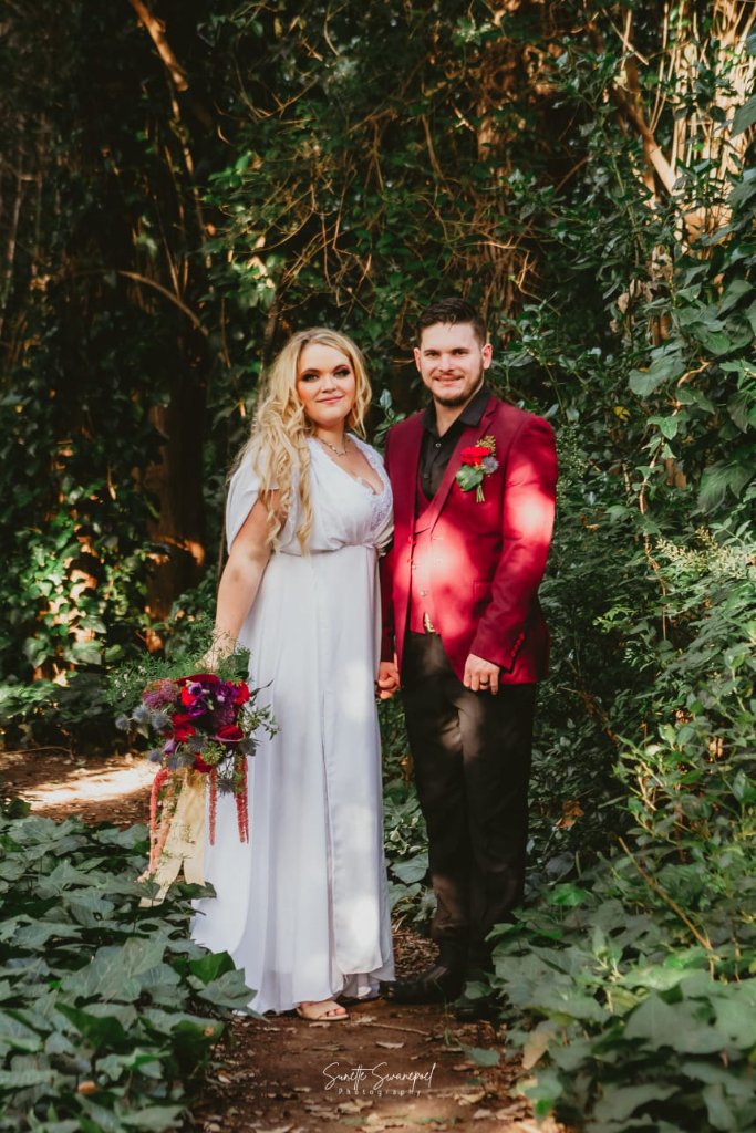 Couple on garden path