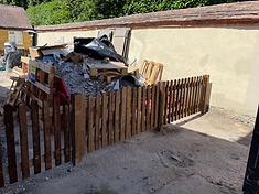 Traditional wooden picket fence