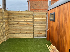 Custom horizontal cedar slat fence panel