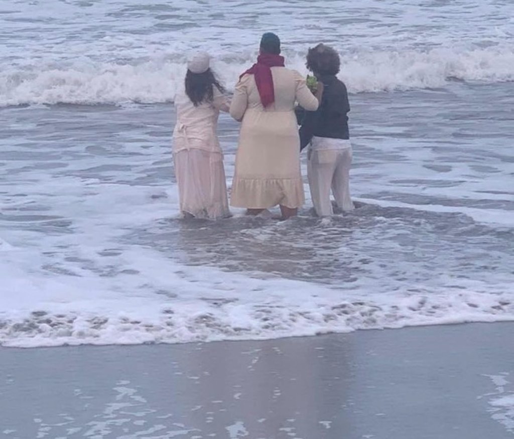 Spiritual ceremony at the ocean