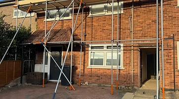 Domestic scaffolding on a Leicester home