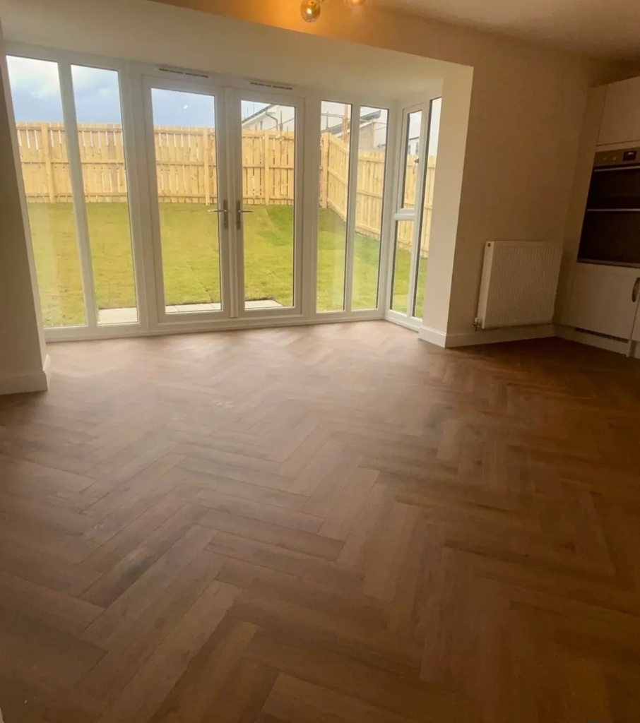 Expert herringbone LVT flooring installation by Clyde Flooring Glasgow