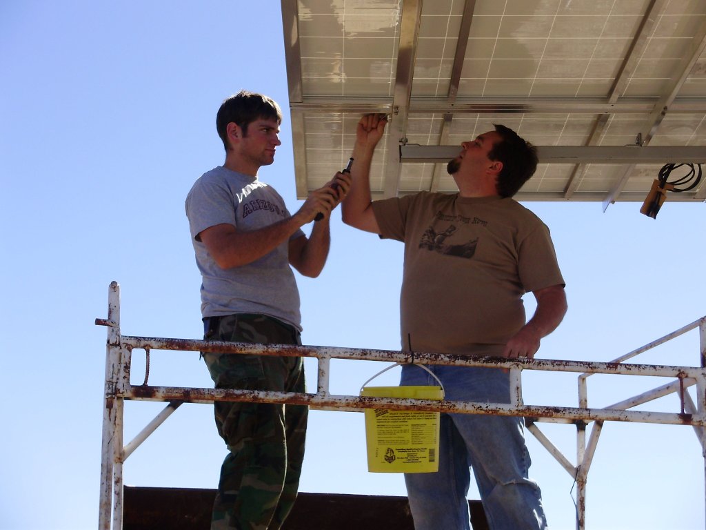 Lighthouse Solar hat on solar panels