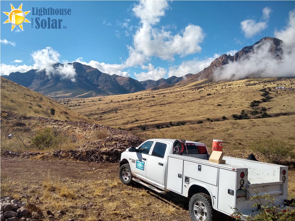 Lighthouse truck in desert mountains