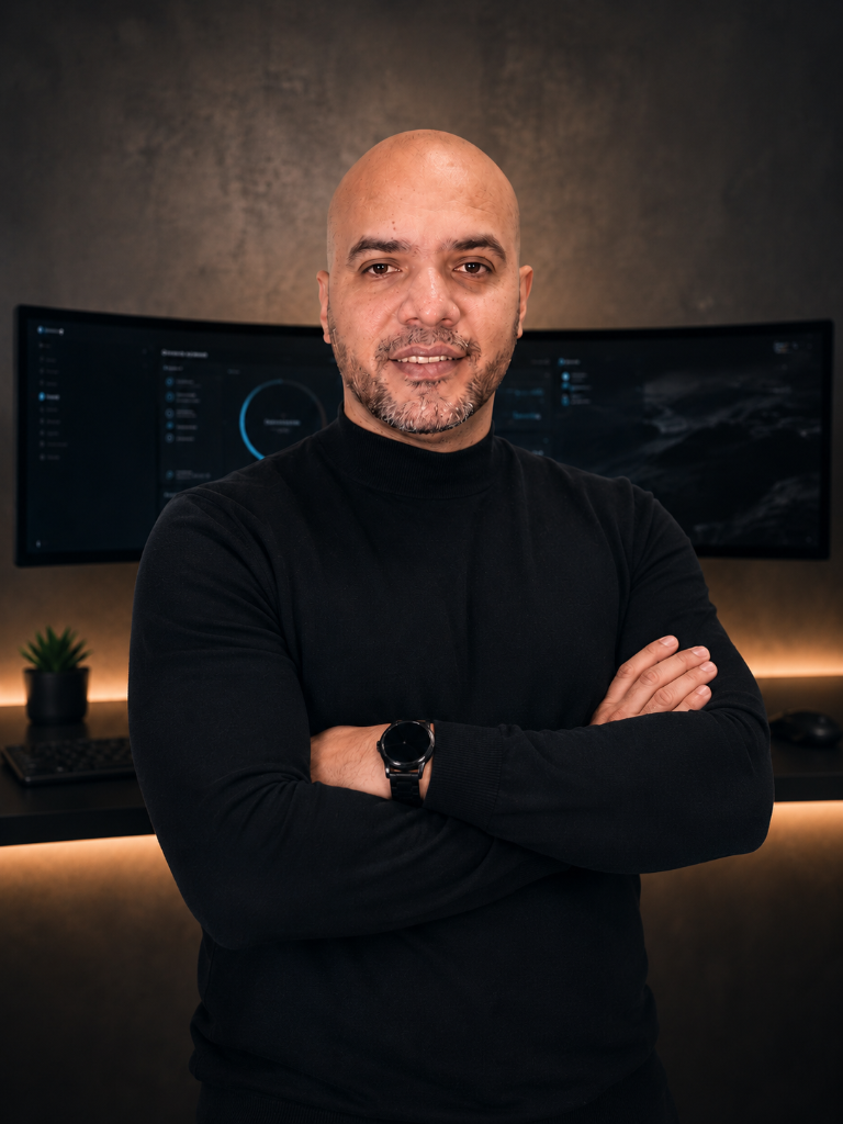 Luis Carlos Flores en su setup de trabajo — Especialista en IA para Negocios