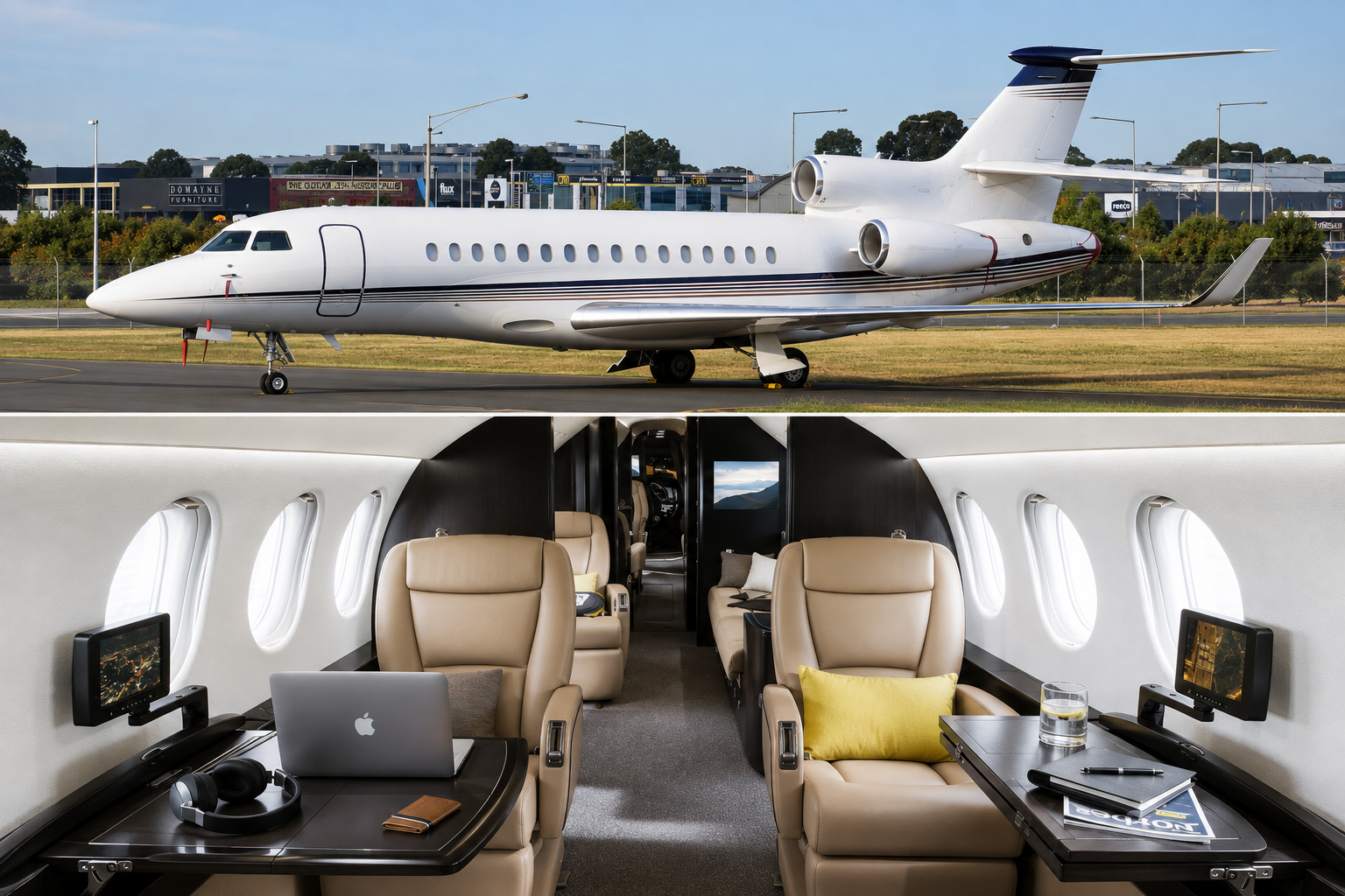 Large / Heavy Jet available for charter from London to Nice, Ibiza and Geneva — exterior and interior