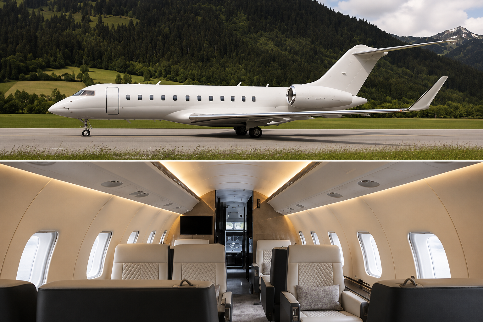 Private jet cabin available through the Vantage network
