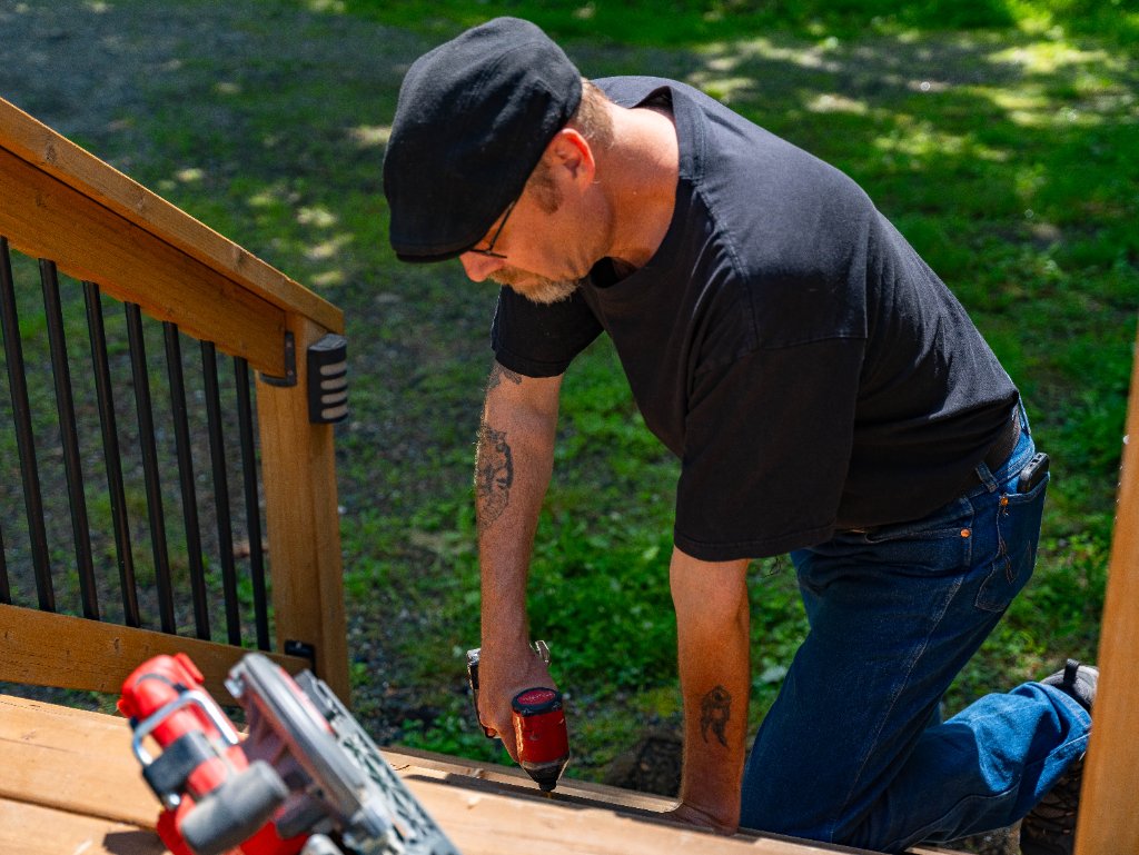 Steve Matthews working on stairs