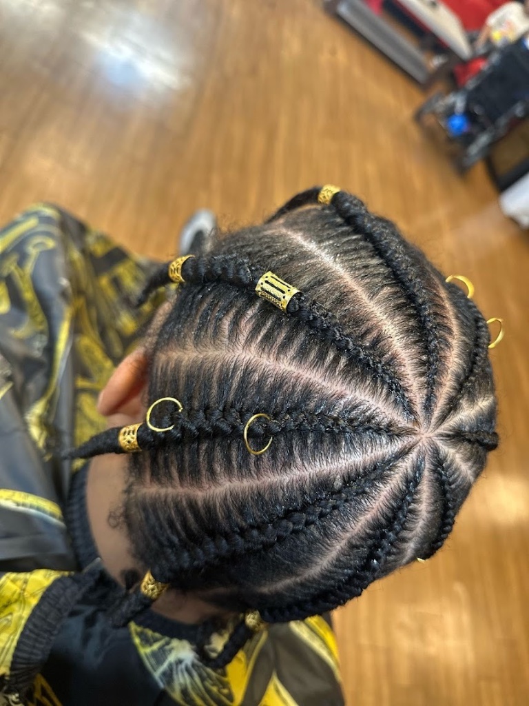 Intricate braid work with gold beads