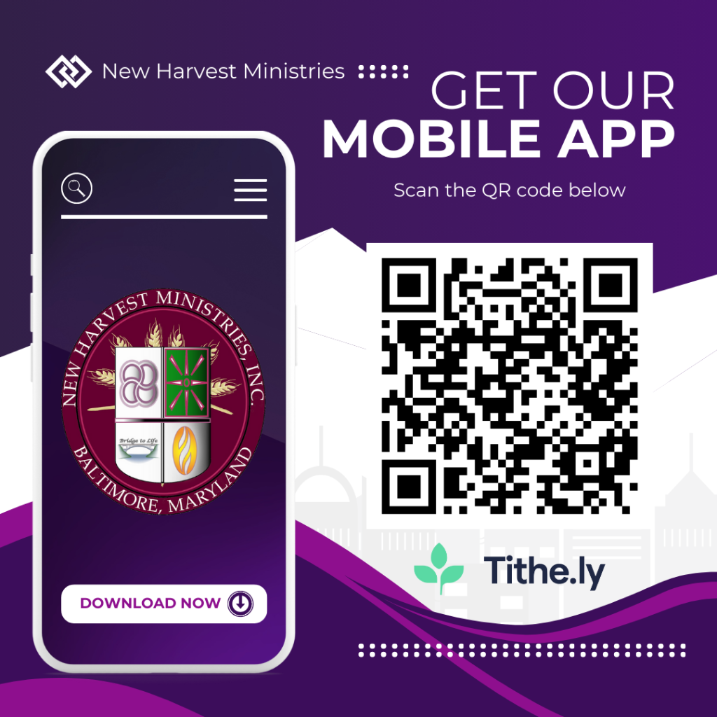 Scan QR code to download the New Harvest Ministries mobile app