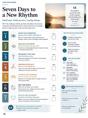 Workbook page — Seven Days to a New Rhythm