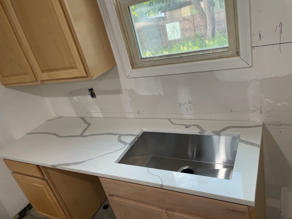 Quartz kitchen countertop with undermount sink Schenectady