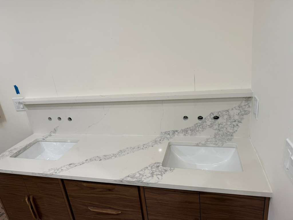 Custom marble bathroom double vanity Schenectady NY