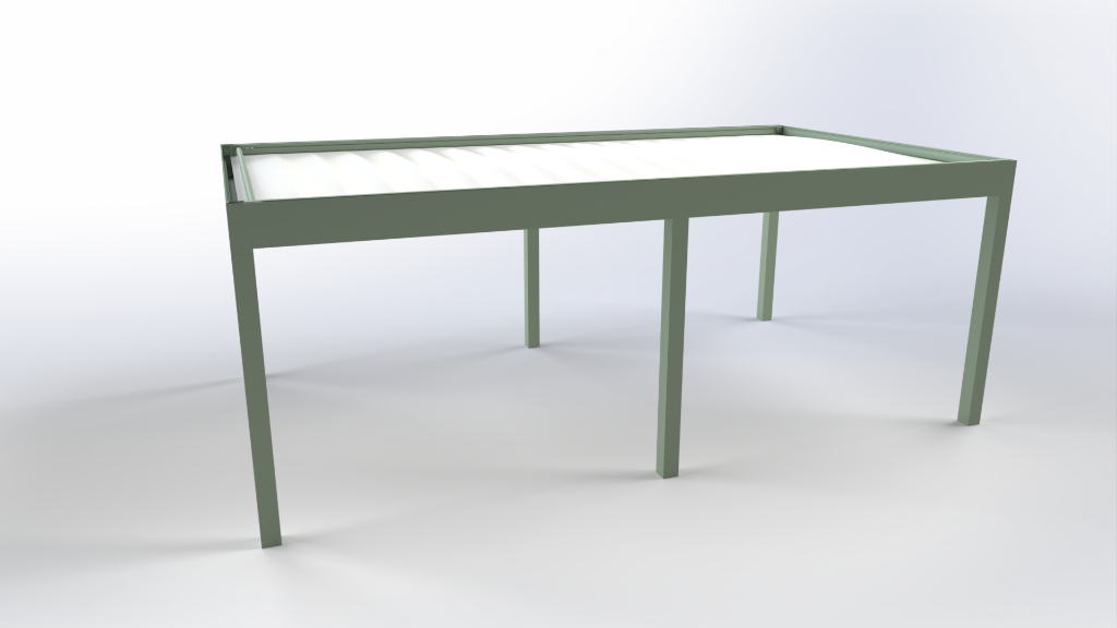 Green pergola side angle