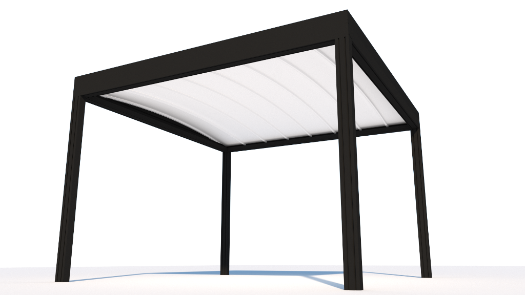 Flat pergola rendering side