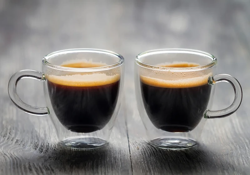 Freshly brewed coffee on a wooden table