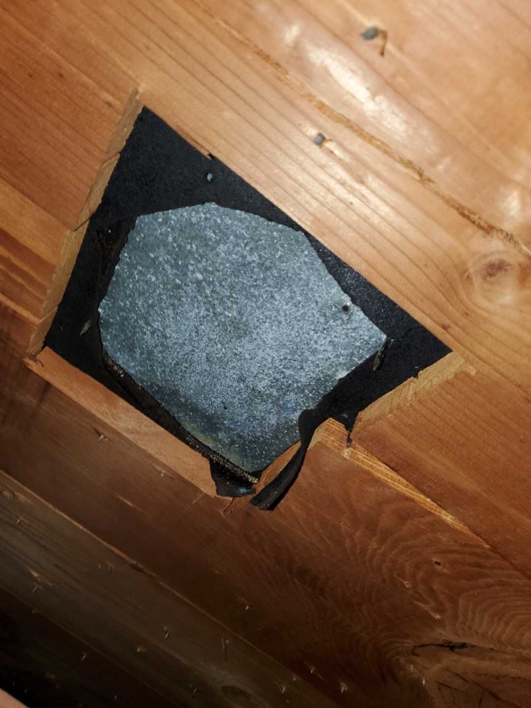 Haltom City Decking Issues Nota Good Fix Shouldhave Used Deckingfora Hole That Size - Haltom City Roofing project photo by Becker Roofing and Exteriors