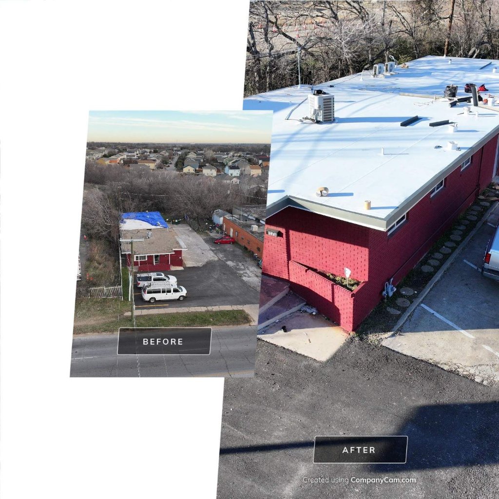 Commercial TPO Roof Before and After in North Fort Worth - North Fort Worth Roofing project photo by Becker Roofing and Exteriors
