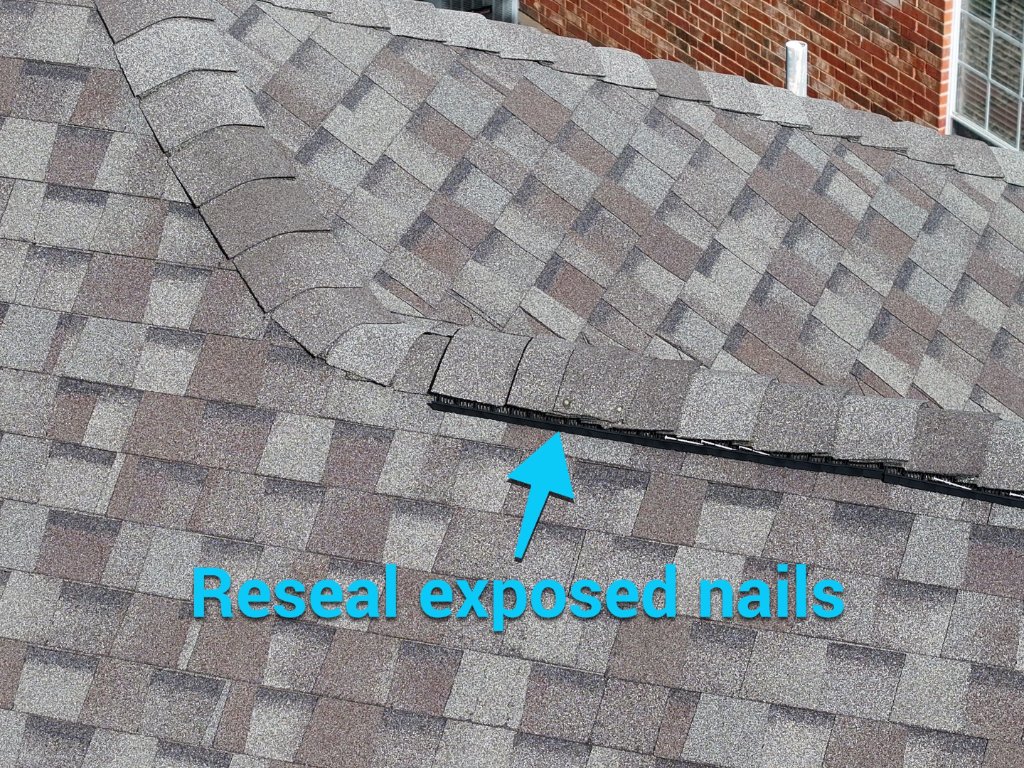 Keller Texas Seal Exposed Nailsat Ridge Cap - Emergency Roof Repair project photo by Becker Roofing and Exteriors