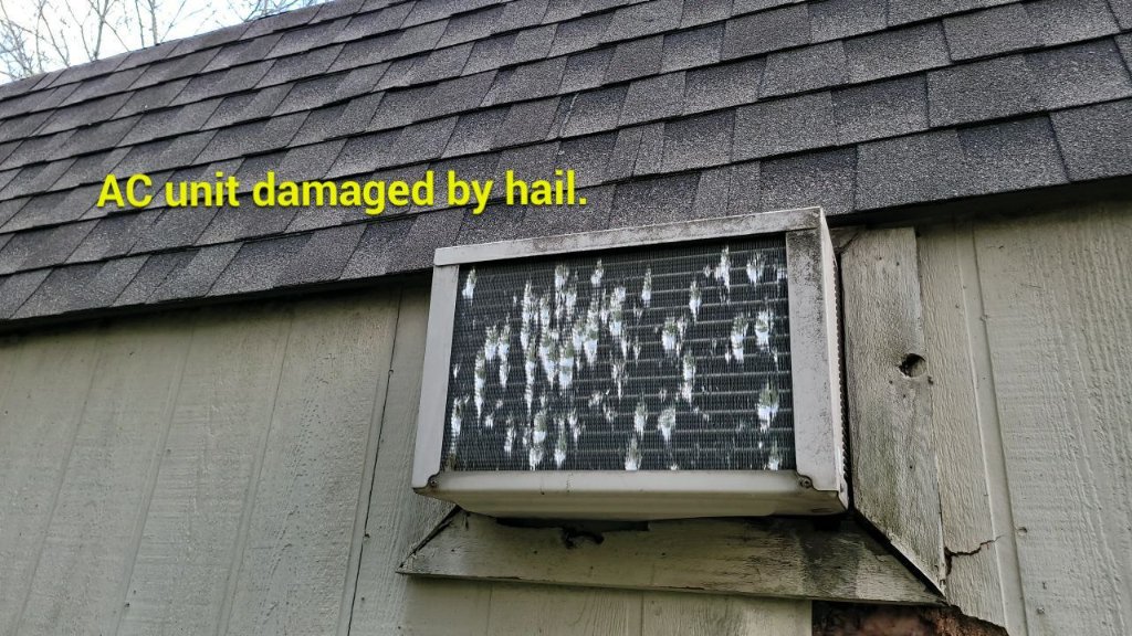 Roanoke Ac Window Unit Hail Damage Storm Claim Becker Roofing - Roanoke Roofing project photo by Becker Roofing and Exteriors