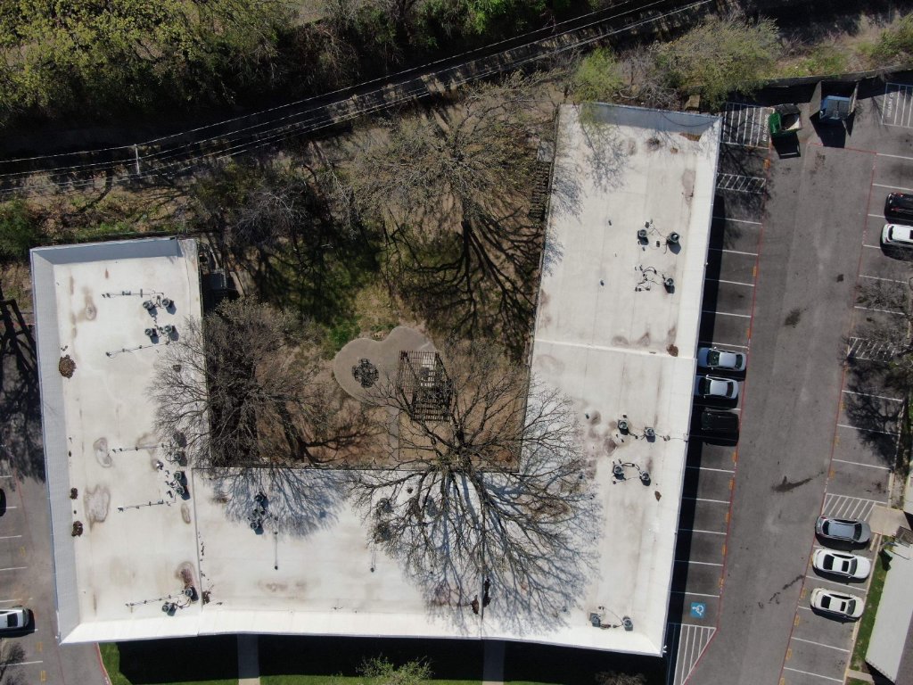 Commercial TPO Roof Aerial View in North Fort Worth - North Fort Worth Roofing project photo by Becker Roofing and Exteriors
