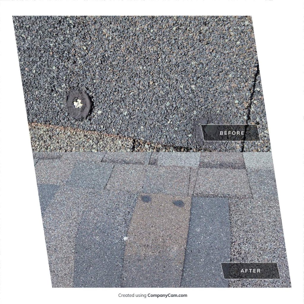 Ridge Cap Shingle Caulkedto Prevent Future Leak - Roof Repair project photo by Becker Roofing and Exteriors