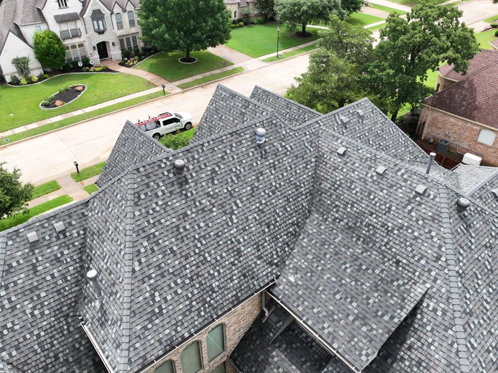 Roanoke Luxury Home Architectural Shingle Roof Replacement Aerial Becker Roofing - Roanoke Roofing project photo by Becker Roofing and Exteriors