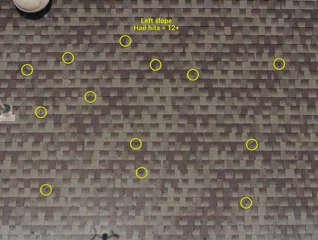 Plano Texas Exampleof Large Hail Damage - Roof Replacement project photo by Becker Roofing and Exteriors