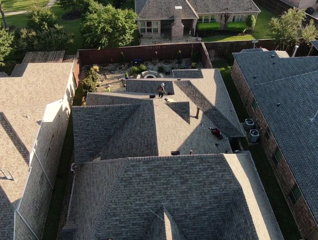 Roanoke Roof Installation Aerial Crew Residential Becker Roofing - Roanoke Roofing project photo by Becker Roofing and Exteriors