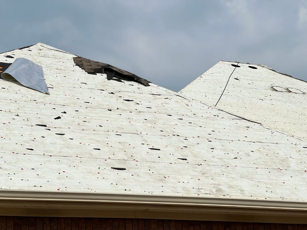 Grapevine Severe Hail Damage Roof Stripped Shingles Becker Roofing - Grapevine Roofing project photo by Becker Roofing and Exteriors