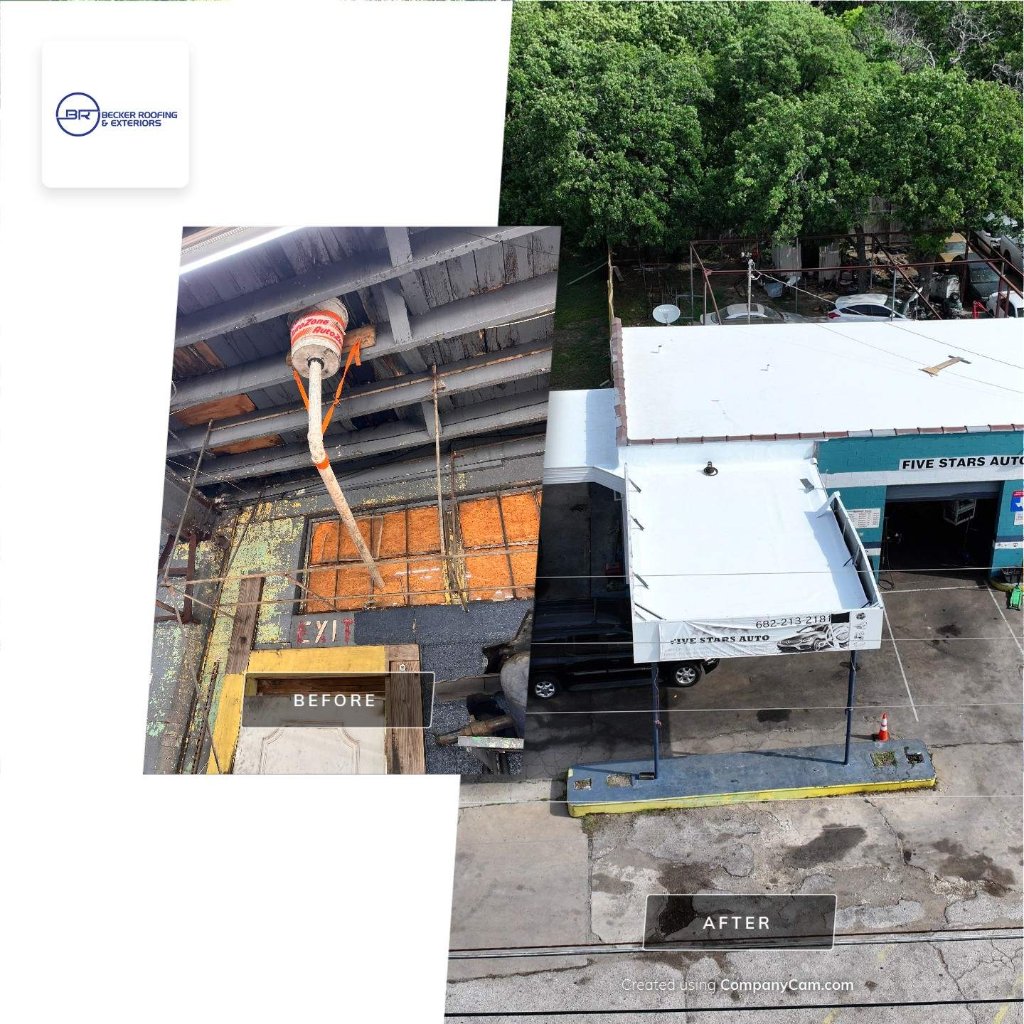 Commercial Roof Replacement Before and After in North Fort Worth - North Fort Worth Roofing project photo by Becker Roofing and Exteriors