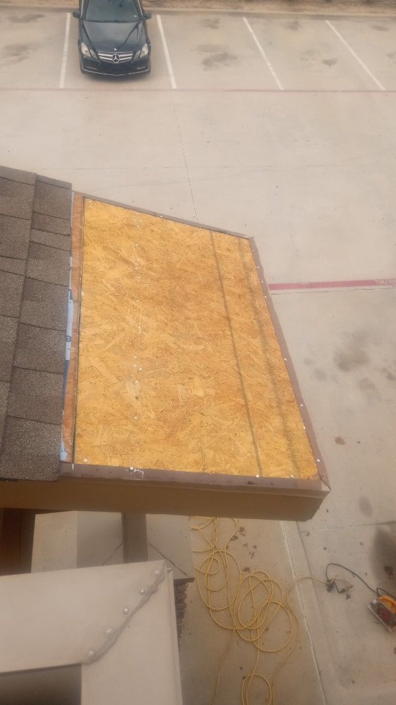 Rotten decking replaced after a roof leak in Plano, TX