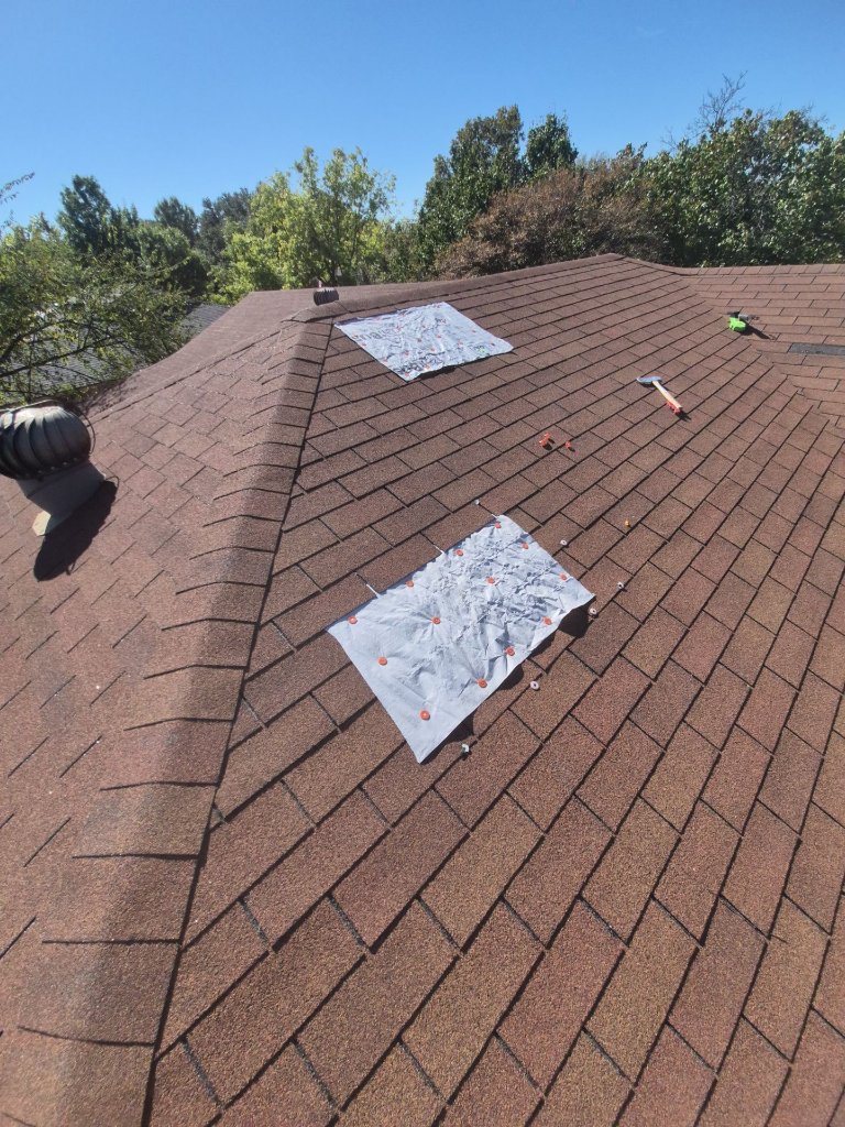 North Richland Hills Texas Missing Shingles Tarped Emergency Repair Before Rain - Emergency Roof Repair project photo by Becker Roofing and Exteriors
