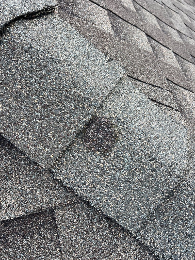 Keller Texas Punctureto Shingle Repairedwith Clear Siliconeand Roofing Granuals - Roof Repair project photo by Becker Roofing and Exteriors