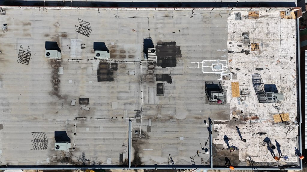 Commercial Flat Roof Aerial Inspection in North Fort Worth - North Fort Worth Roofing project photo by Becker Roofing and Exteriors