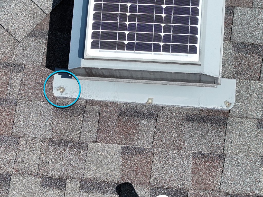 Keller Texas Exposed Nailson Solar Vent - Emergency Roof Repair project photo by Becker Roofing and Exteriors