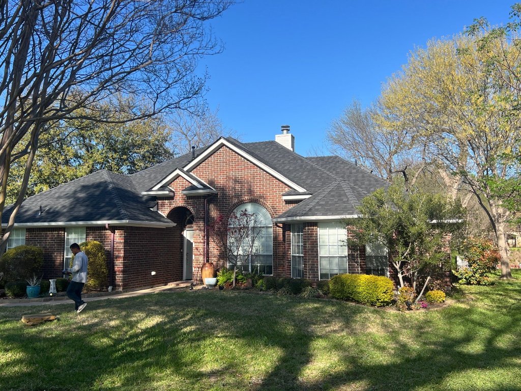 Brick Home With New Asphalt Roof in North Fort Worth - North Fort Worth Roofing project photo by Becker Roofing and Exteriors
