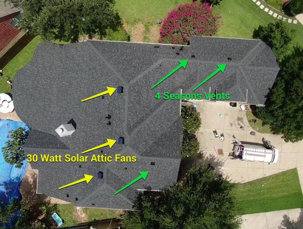 Roanoke Solar Attic Fans 4 Seasons Vents Roof System Becker Roofing - Roanoke Roofing project photo by Becker Roofing and Exteriors