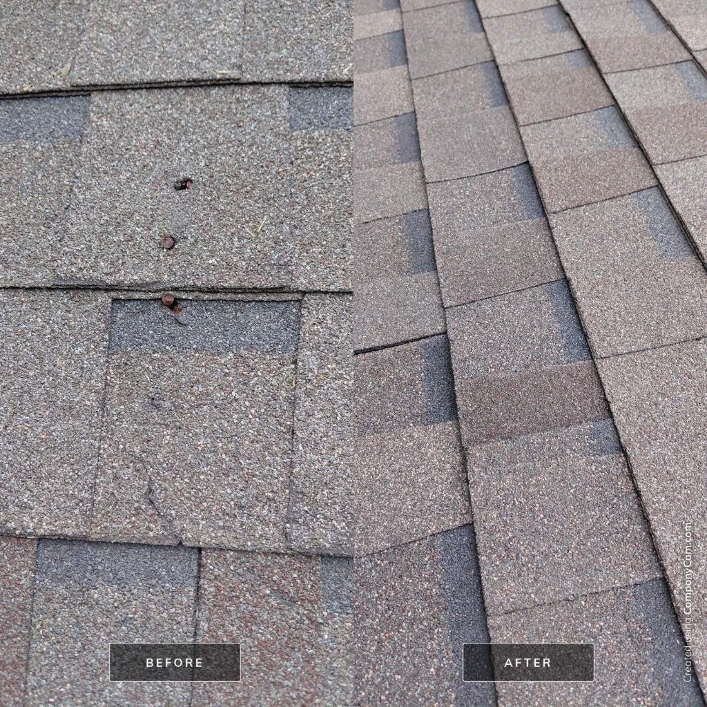 Roof leak repaired with matching shingles in Southlake, TX