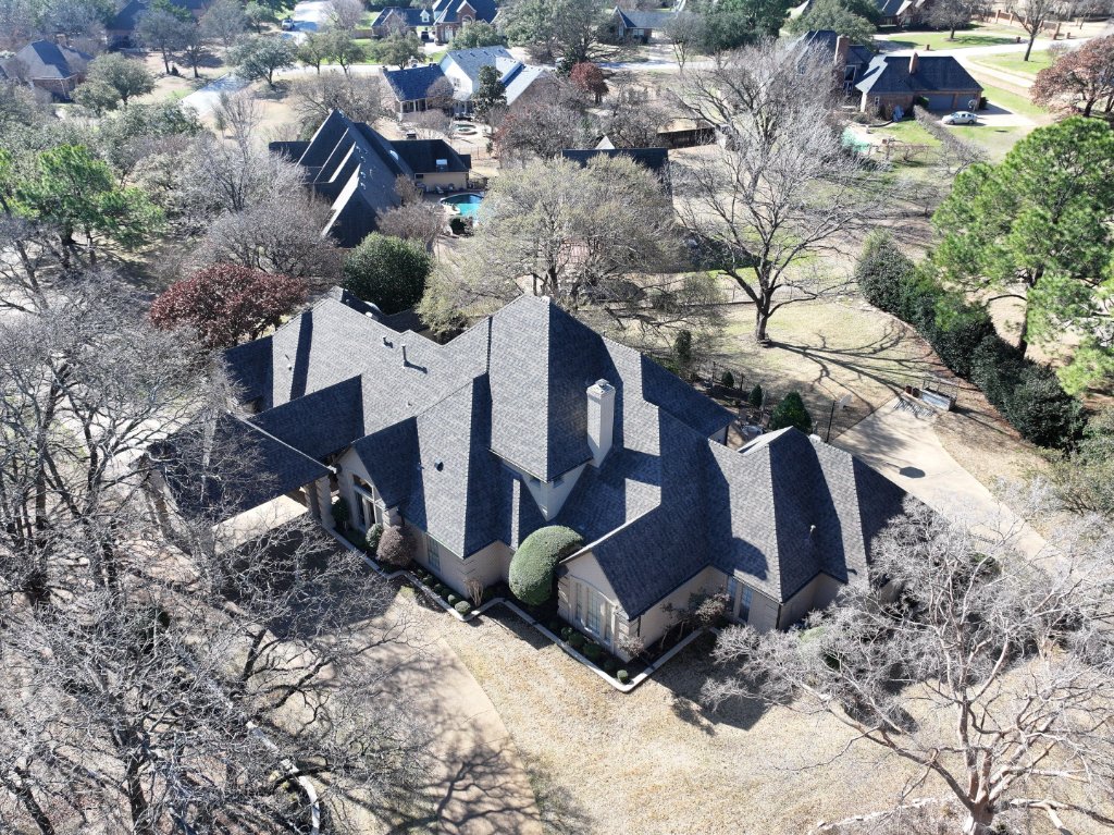Southlake Texas Roof Replacement After Photo Takenby Drone - Southlake Roofing project photo by Becker Roofing and Exteriors