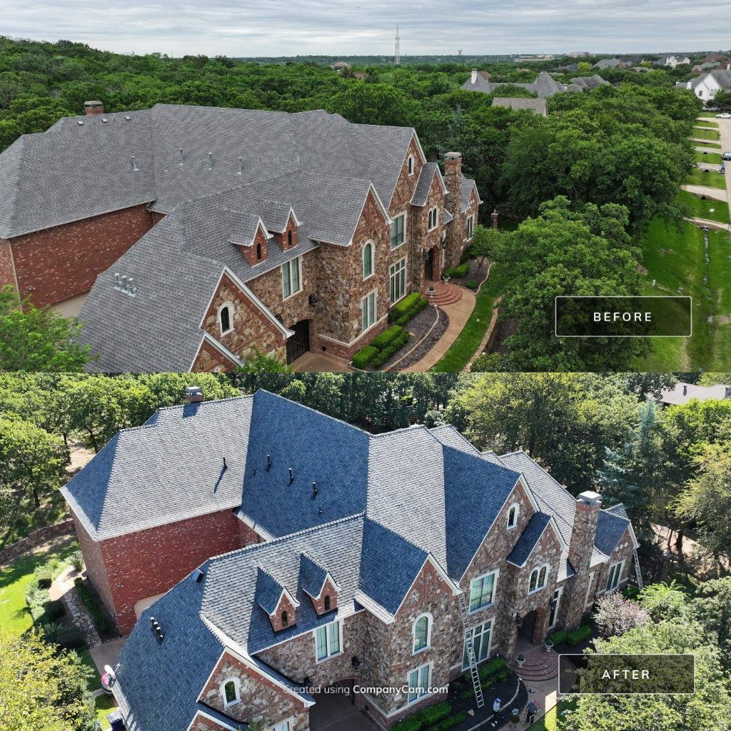 Southlake Texas Roof Replacement Beforeand After Owens Corning Class4shingles - Roof Replacement project photo by Becker Roofing and Exteriors