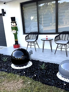 Patios sphere fountain installation