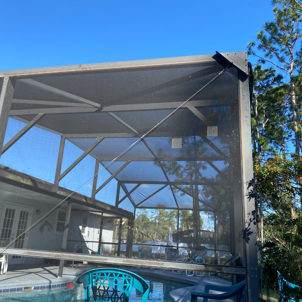 Patio rescreen screen repair in pool cage in Edgewater, FL