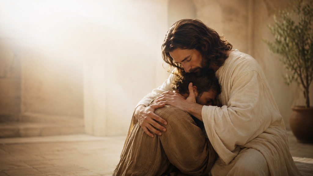 Jesús abrazando