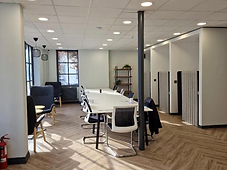 Emsworth library conversion: finished open-plan office with herringbone flooring