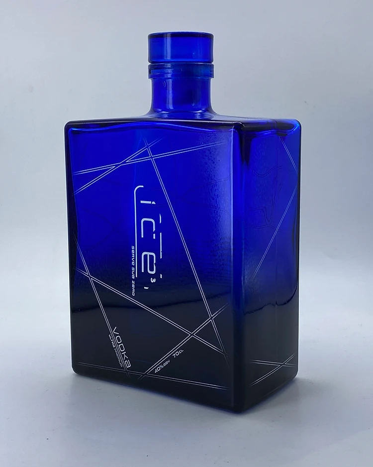 ice³ bottle front detail with crystalline line pattern